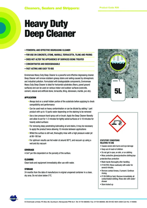 Heavy Duty Deep Cleaner Datasheet PDF 